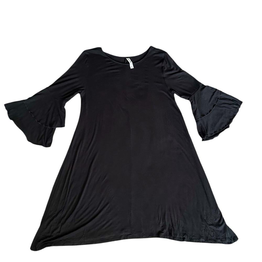 5/$25 Zenana Premium black boho draping loose fitting midi dress size medium